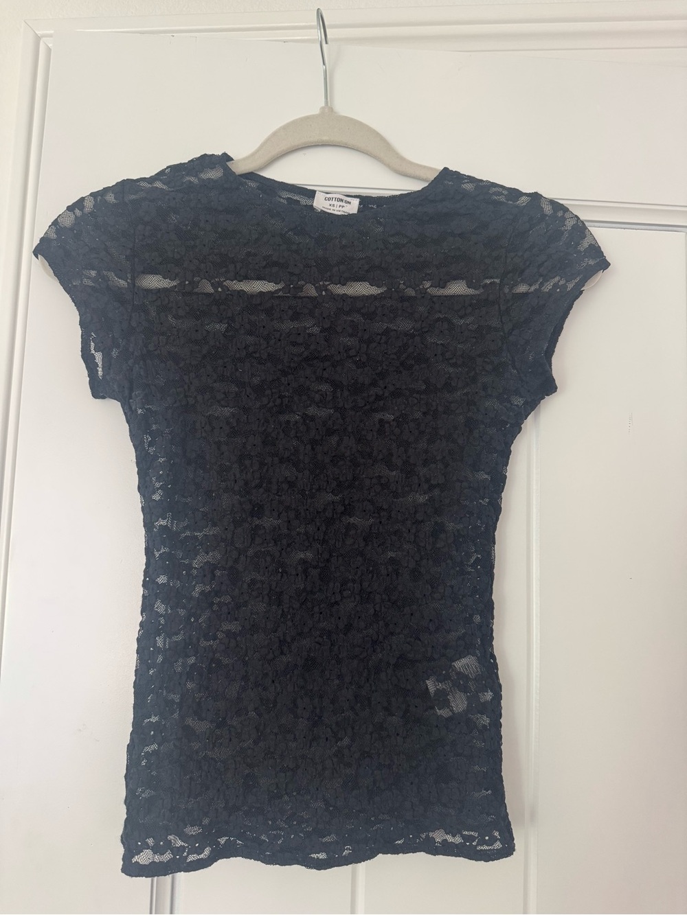 Cotton On Black Floral Lace Cap Sleeve Top